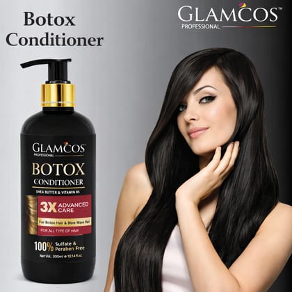 Glamcos Professional Botox Conditioner with Shea Butter & Vitamin B5 – 3X Advanced Care for Dry, Frizzy & Chemically Treated Hair (300 ml)