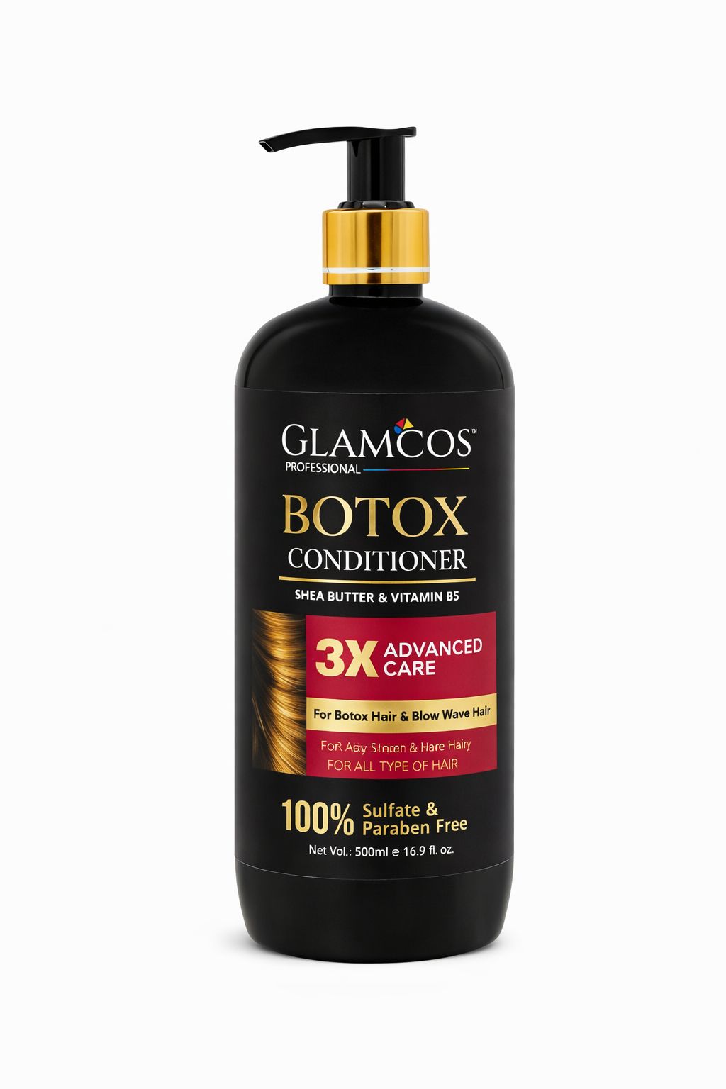 Glamcos Professional Botox Conditioner with Shea Butter & Vitamin B5 – 3X Advanced Care for Smooth, Frizz-Free & Damaged Hair (500 ml)