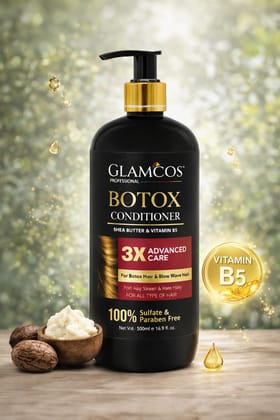 Glamcos Professional Botox Conditioner with Shea Butter & Vitamin B5 – 3X Advanced Care for Smooth, Frizz-Free & Damaged Hair (500 ml)