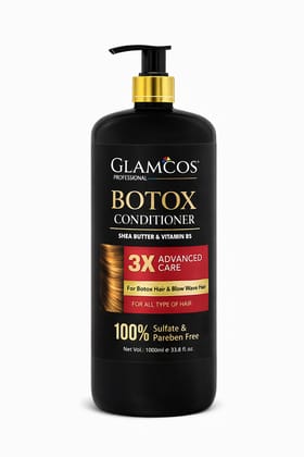 Glamcos Professional Botox Hair Conditioner with Shea Butter & Vitamin B5 | 3X Advanced Care for Smooth, Frizz-Free & Damaged Hair | Sulfate & Paraben Free | 1000 ml