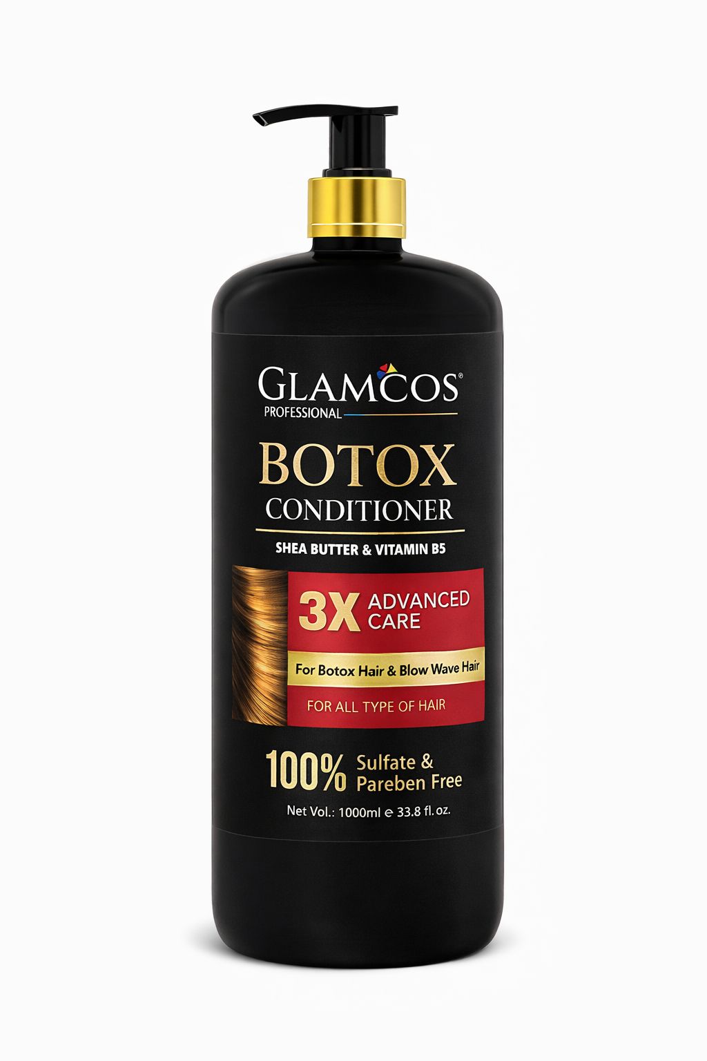 Glamcos Professional Botox Hair Conditioner with Shea Butter & Vitamin B5 | 3X Advanced Care for Smooth, Frizz-Free & Damaged Hair | Sulfate & Paraben Free | 1000 ml