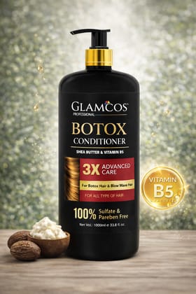 Glamcos Professional Botox Hair Conditioner with Shea Butter & Vitamin B5 | 3X Advanced Care for Smooth, Frizz-Free & Damaged Hair | Sulfate & Paraben Free | 1000 ml