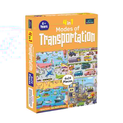   4 in 1 Modes Of Transportation Jigsaw Puzzle - 96 Pieces