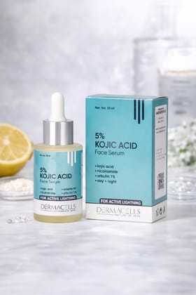 Dermacells 5% Kojic Acid Face Serum with Niacinamide & Arbutin – Skin Brightening, Dark Spot & Pigmentation Corrector (30 ml)