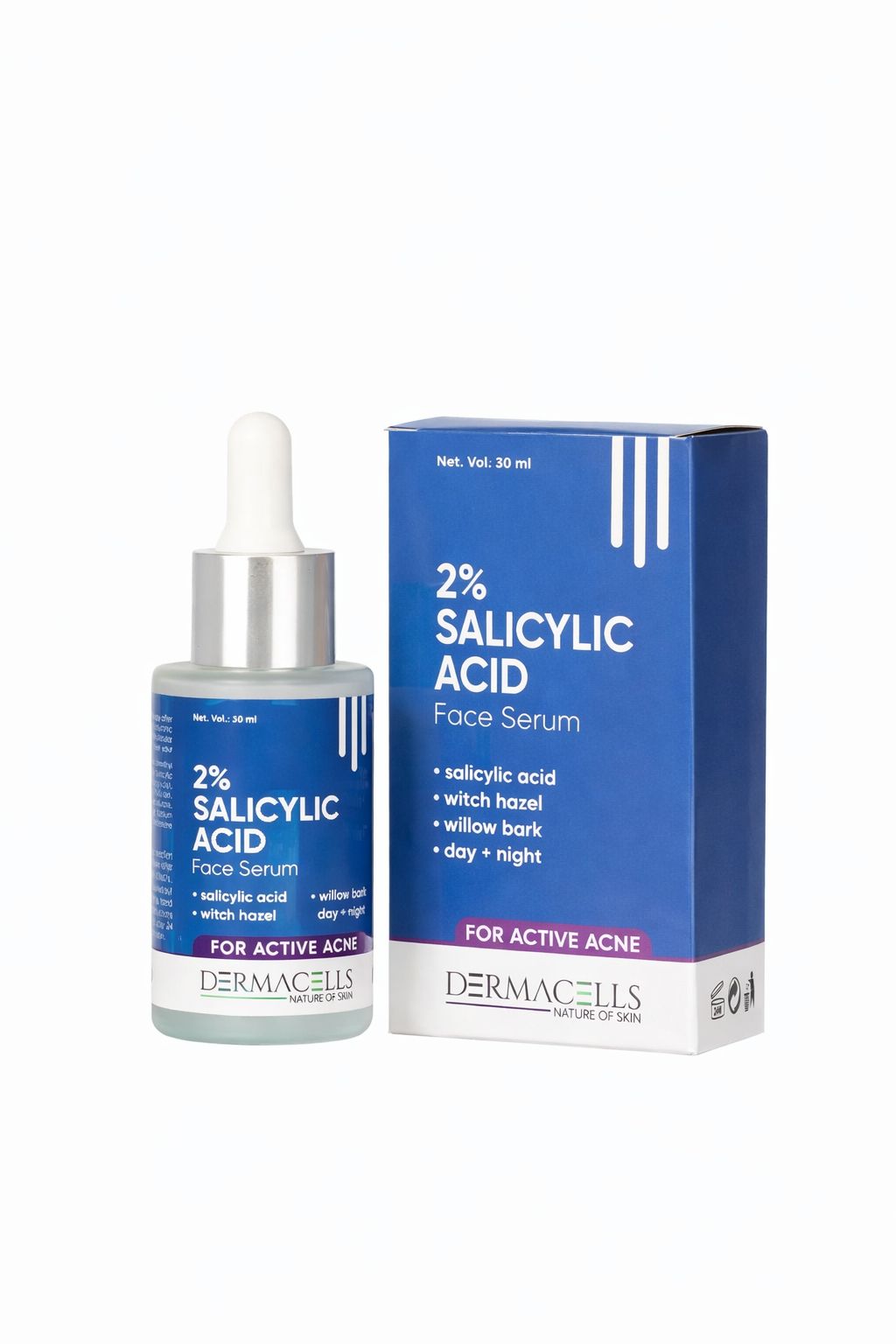Dermacells 2% Salicylic Acid Face Serum for Acne Control with Witch Hazel & Willow Bark – 30 ml