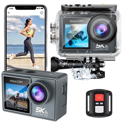 AUSHA 5K Ultra HD Action Camera | 50MP Photos | Dual Screen | EIS Stabilization | 30M Waterproof