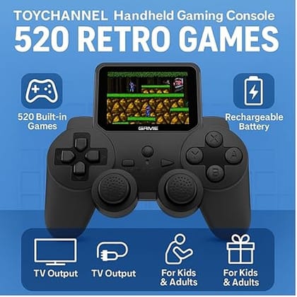 TOYCHANNEL Handheld Gaming Console with 520 Retro Games | Rechargeable Video Game Console with TV Output 