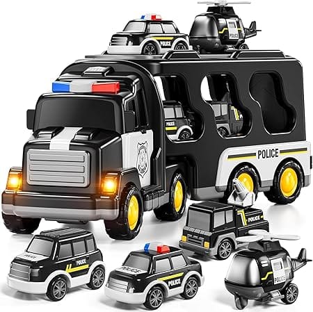 Mini Explorer 5 in 1 Police Trucks Boy Toys for 3-5 Year Old Toddlers