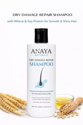 Anaya Naturals Dry Damage Repair Shampoo with Wheat & Soy Protein for Smooth & Shiny Hair – 300 ml