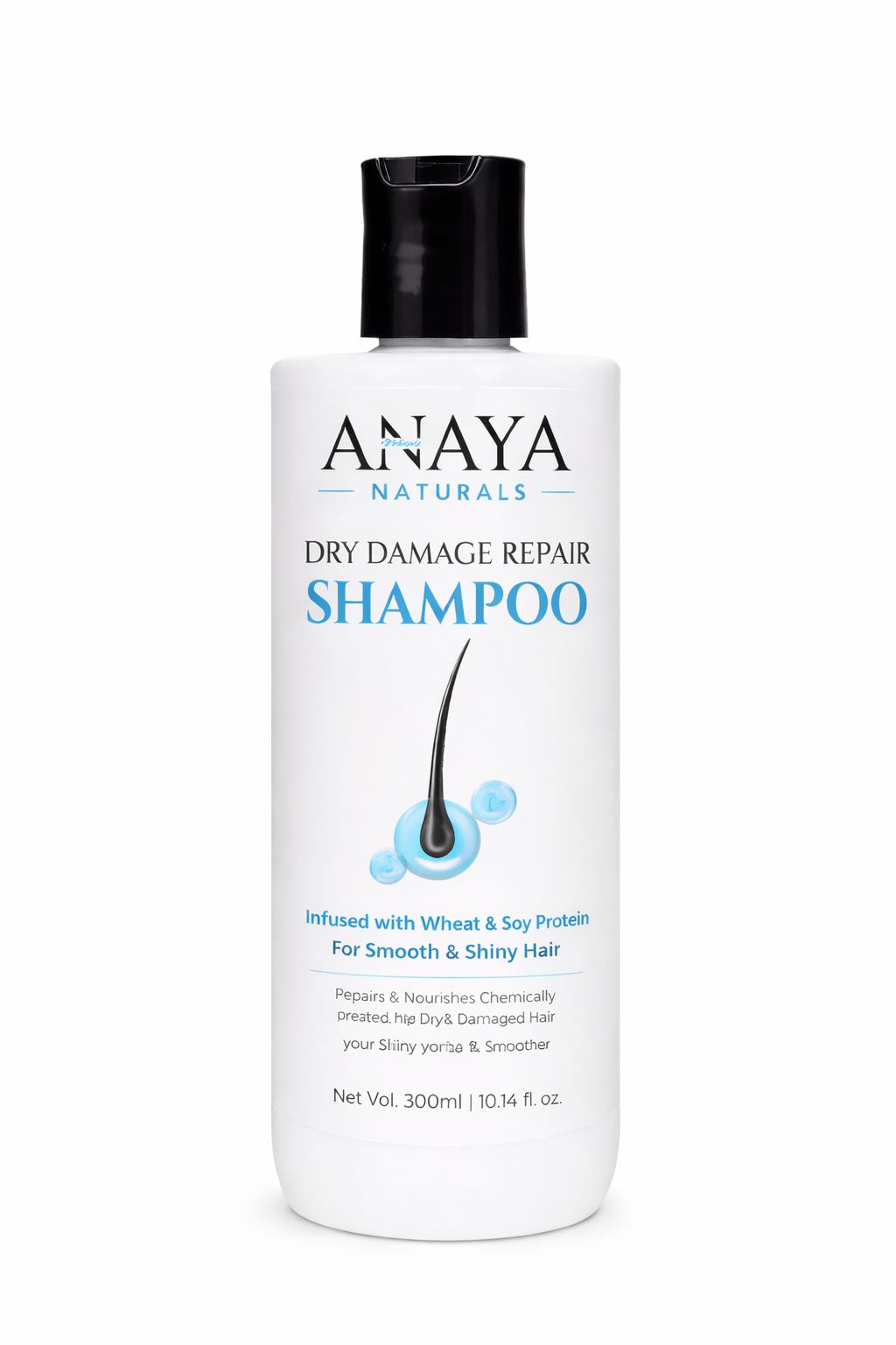 Anaya Naturals Dry Damage Repair Shampoo with Wheat & Soy Protein for Smooth & Shiny Hair – 300 ml