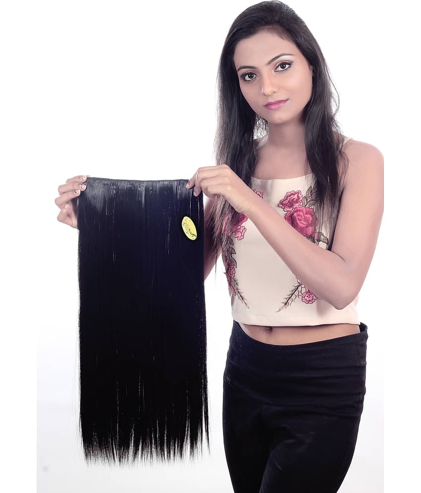 RITZKART Clip In Hair Extension STRAIGHT DARK Black 25 inch