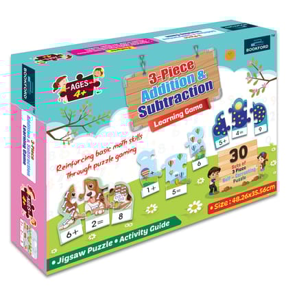 Bookford 3-Piece Addition & Substraction Learning Game Jigsaw Puzzle - 90 Pieces