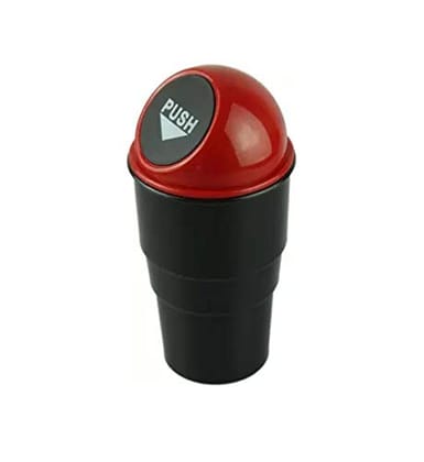 Compact Car Trash Can with Push Lid - Mini Dustbin for Vehicle Cup Holder