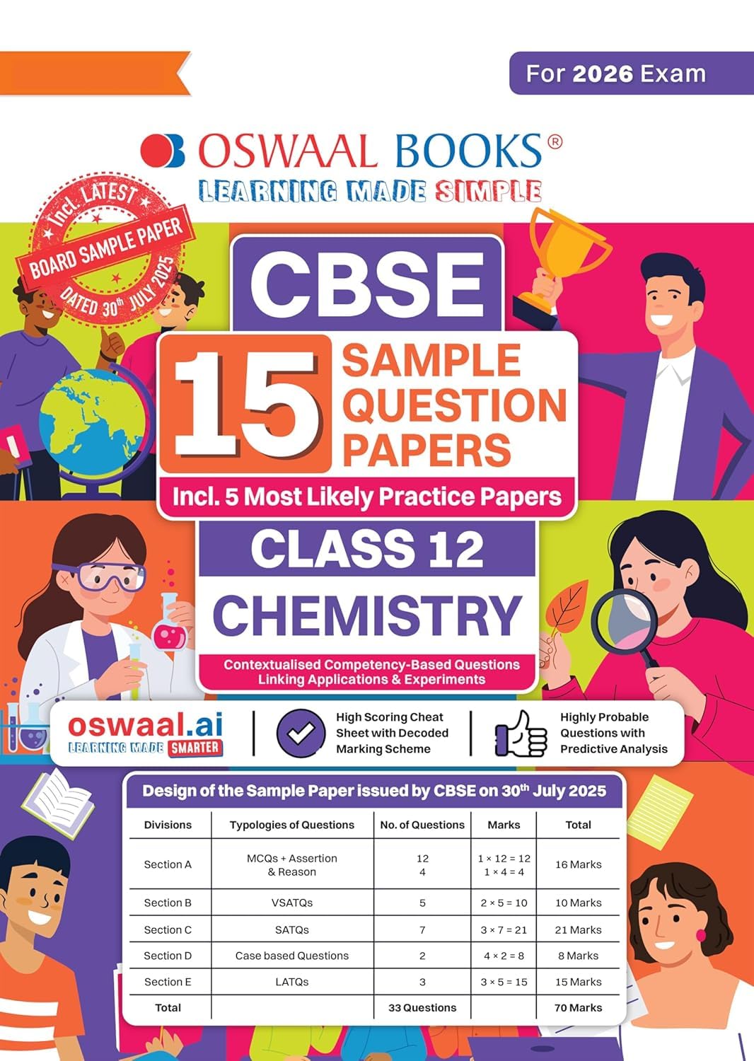 CBSE 15 Sample Question Papers Class 12 Chemistry for 2026 Board Exam (As per CBSE Sample Question Paper issued on 30 July 2025), recommended by 2025 CBSE Toppers Paperback – 27 August 2025