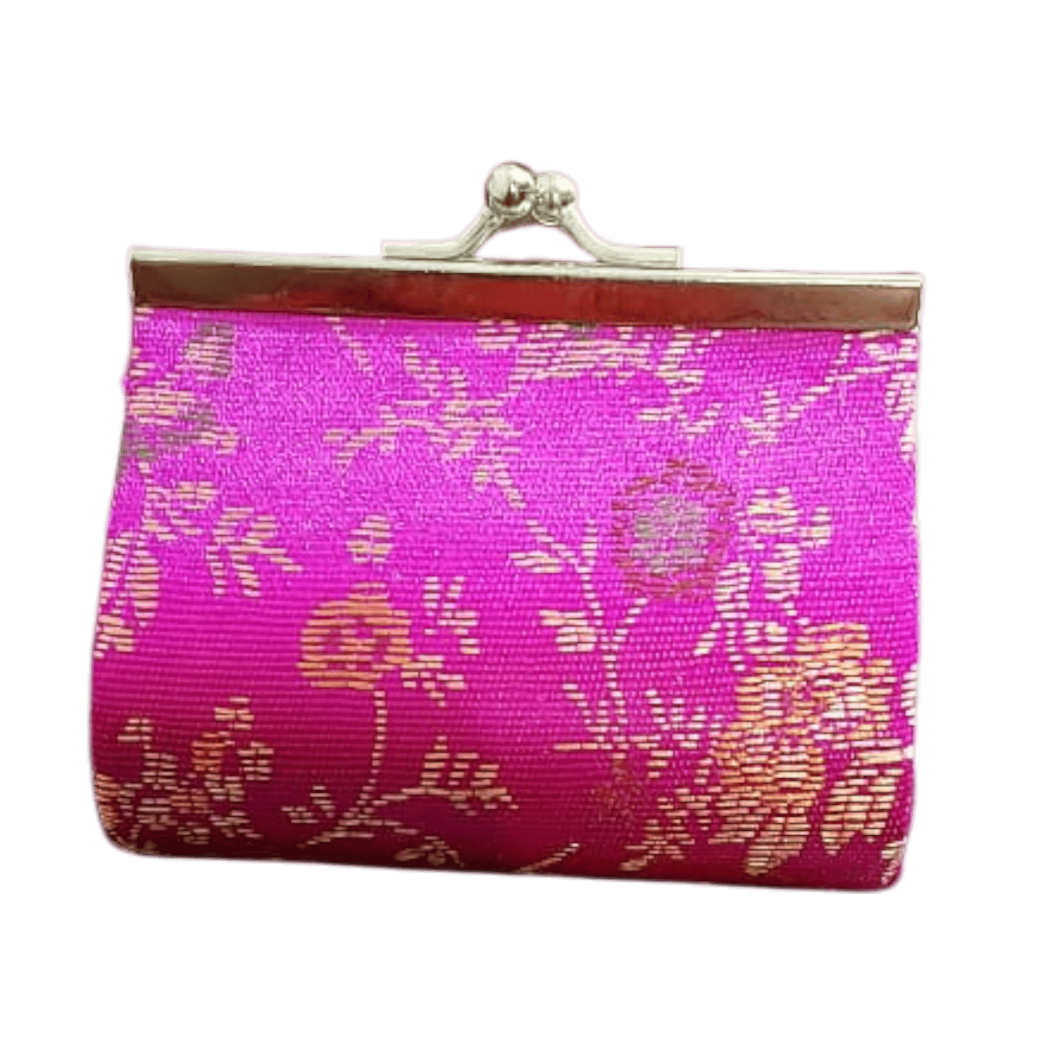 Vintage Hot Pink Silk Brocade Coin Purse Cute Wedding, Party & Festive Essential Accessory Bag Pack of 1