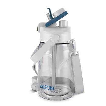 MILTON Eros 1000, 2-in-1 Sip or Gulp Lid Water Bottle 960ml | Unbreakable - Crystal Clear Plastic | Leak-Proof & BPA-Free, One-Click Open | Ideal for School, Office, Gym & Travel Use
