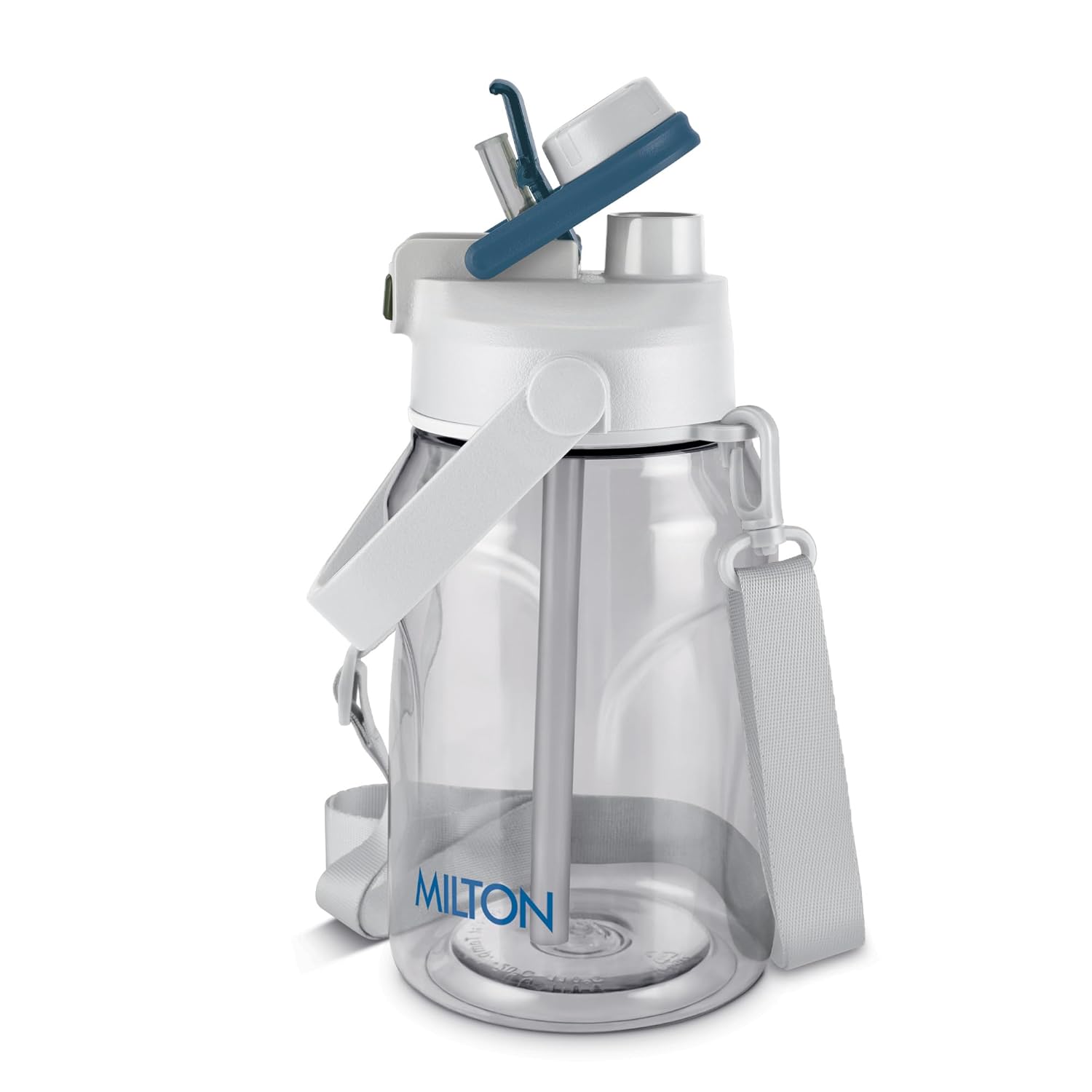 MILTON Eros 1000, 2-in-1 Sip or Gulp Lid Water Bottle 960ml | Unbreakable - Crystal Clear Plastic | Leak-Proof & BPA-Free, One-Click Open | Ideal for School, Office, Gym & Travel Use