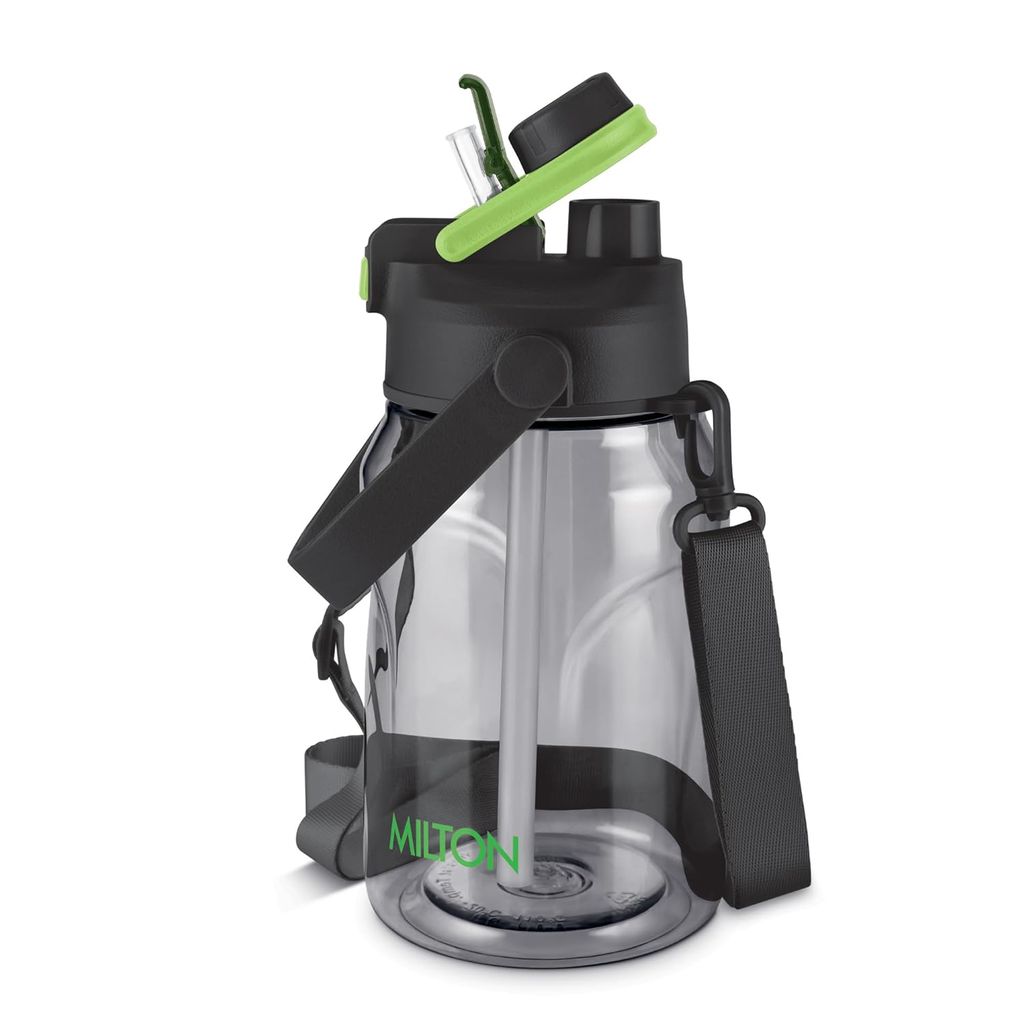MILTON Eros 1000, 2-in-1 Sip or Gulp Lid Water Bottle 960ml | Unbreakable - Crystal Clear Plastic | Leak-Proof & BPA-Free, One-Click Open | Ideal for School, Office, Gym & Travel Use