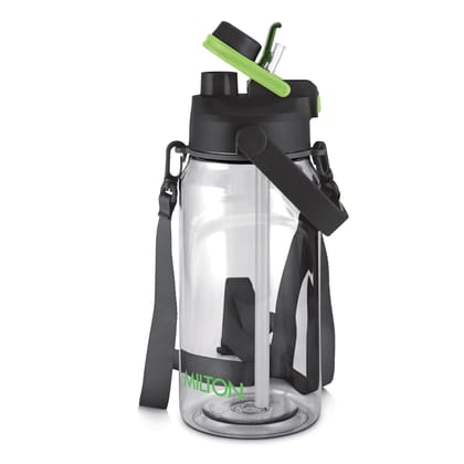 MILTON Eros 1500, 2-in-1 Sip or Gulp Lid Water Bottle 1.47L | Unbreakable Plastic - Crystal Clear Design | Leak-Proof & BPA-Free, One-Click Open | Ideal for Office, Gym & Travel Use