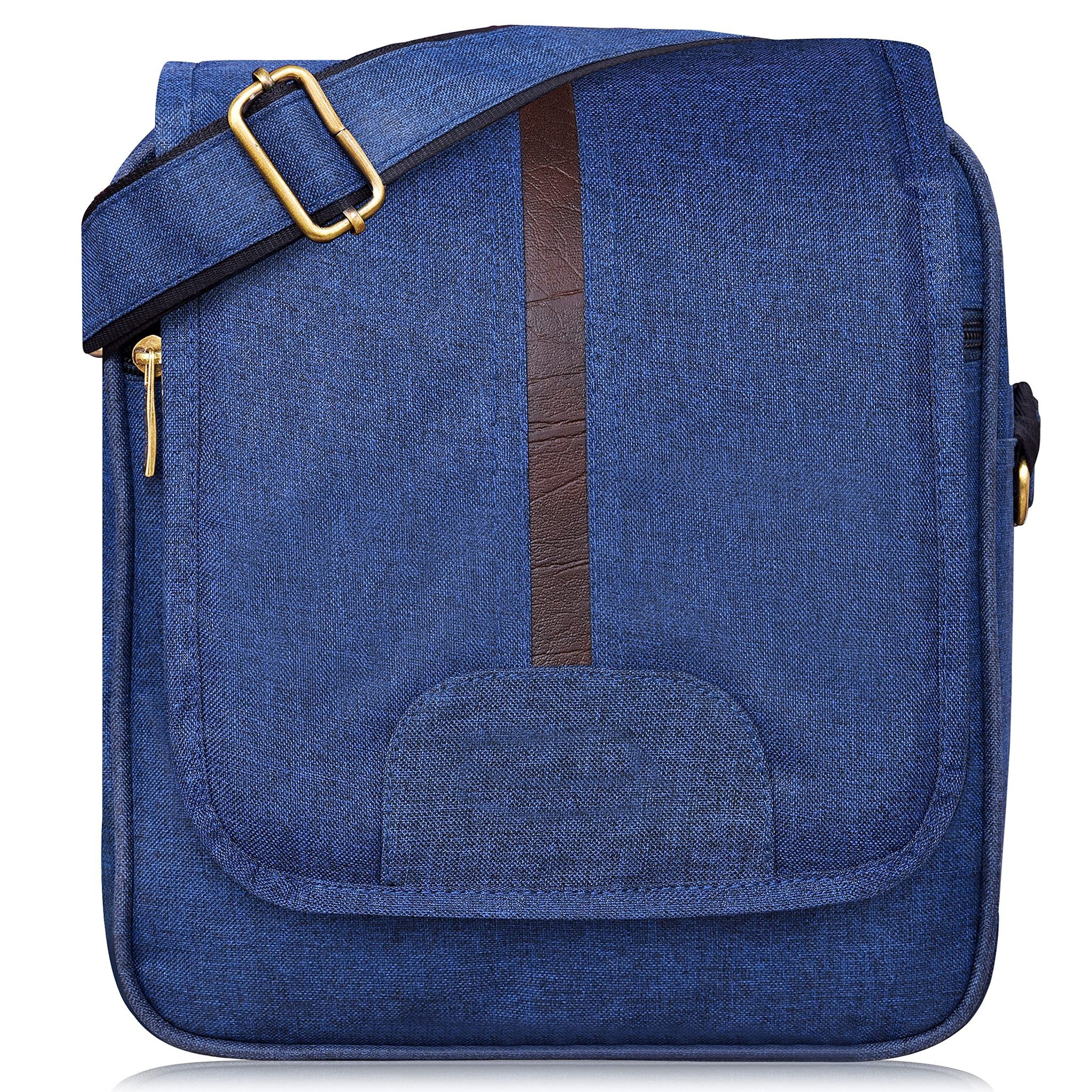 Blue Stylish Linen Textured Cross Body Sling Bag For Men SL06