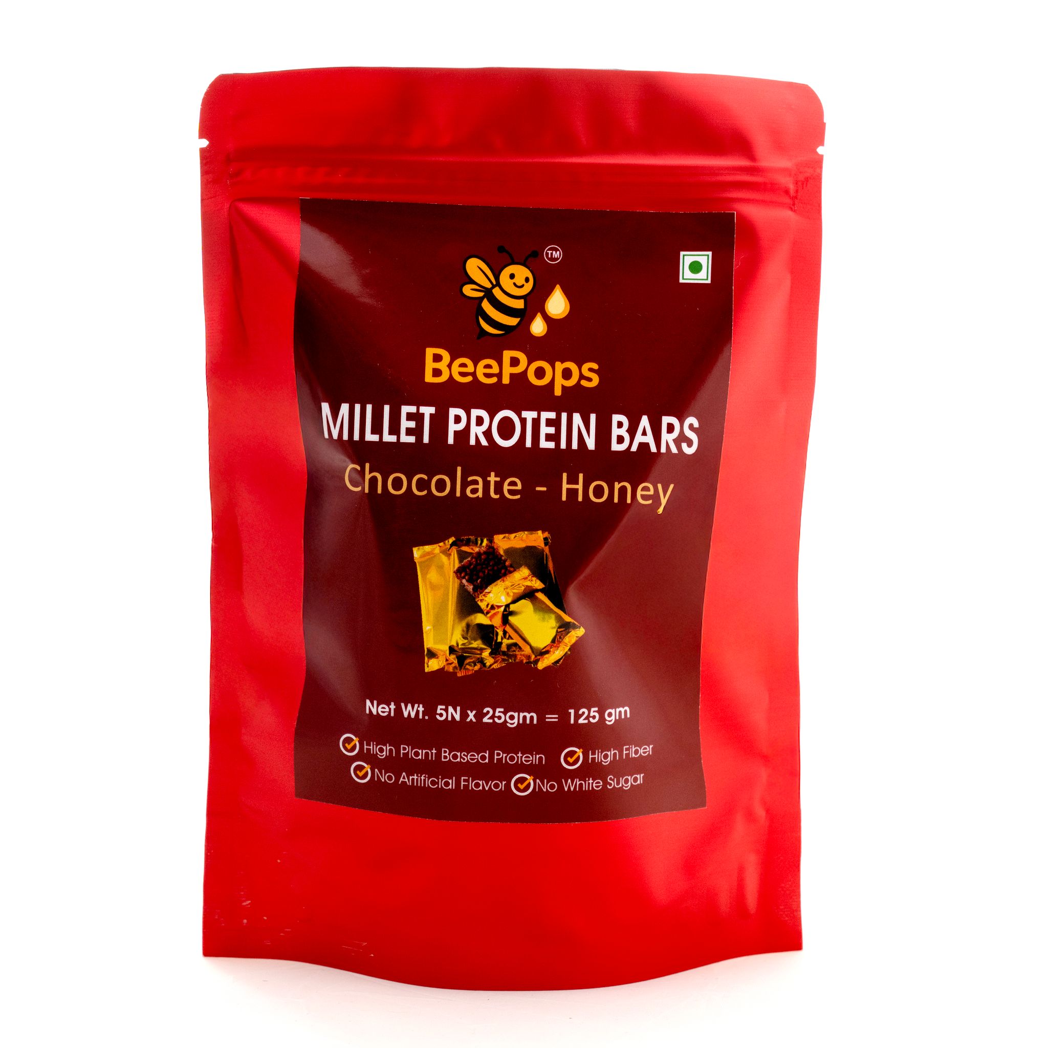BeePops Protein Bars-Chocolate & Honey (5NX25G)