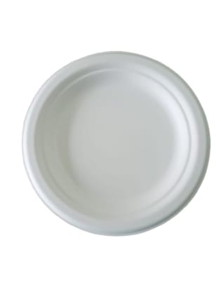 ECO-CON 7" Round Compostable Sugarcane Fiber Pulp Plates, 50 pcs