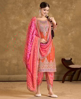 Orange Punjabi Style Suit Set for Women (Ethnic Wear)