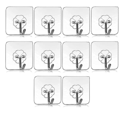 Heavy Duty Self Adhesive Wall Hook Flower Shape Design (10 PCS)