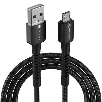 Portronics Konnect X - USB to Micro 3A 1M 1M Cable Length,  Strong Braided Cable,  Strong Connector,  Max 3A Output