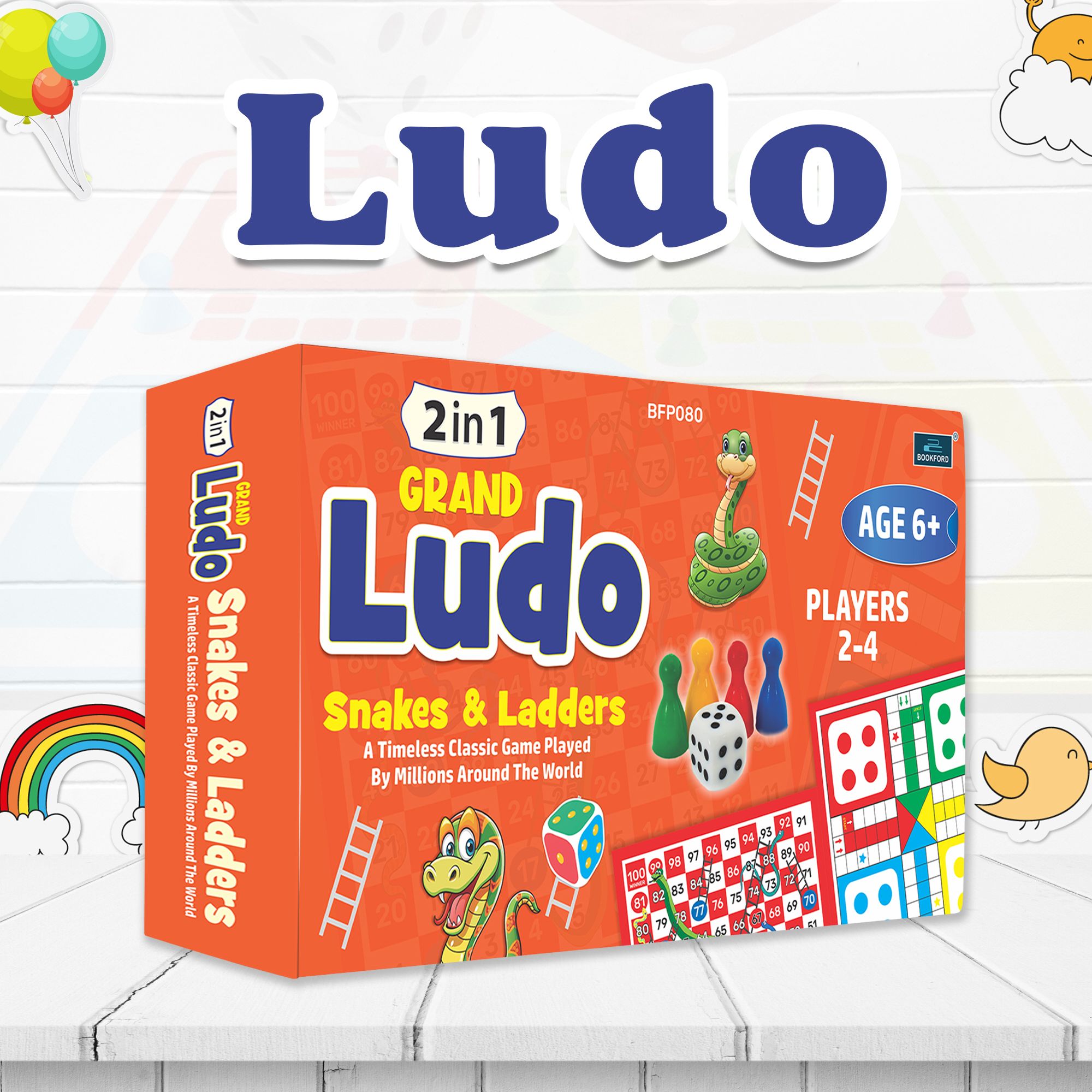 2 in 1 Grand Ludo With Snakes & Ladders ( Small Ludo)
