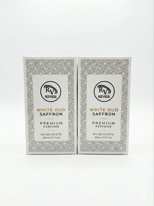 Red Vocal White Oud Saffron Premium Eau De Toilette – Unisex 50ml x 2 | Luxury, Bold & Long-Lasting Fragrance