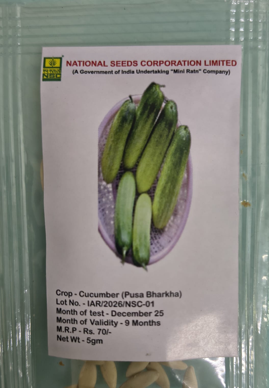 NSC Cucumber Pusa Barkha, 5gm 
