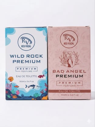 Red Vocal Wild Rock (Men) & Bad Angel (Women) Premium Perfume Set – 2 x 100ml | Long-Lasting Masculine & Feminine Fragrance
