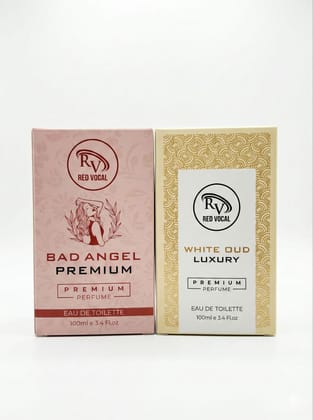 Red Vocal Bad Angel For Women & White Oud Luxury Premium Perfume Set for Unisex | Long-Lasting Eau De Toilette | Women & Unisex | 2 × 100ml Combo