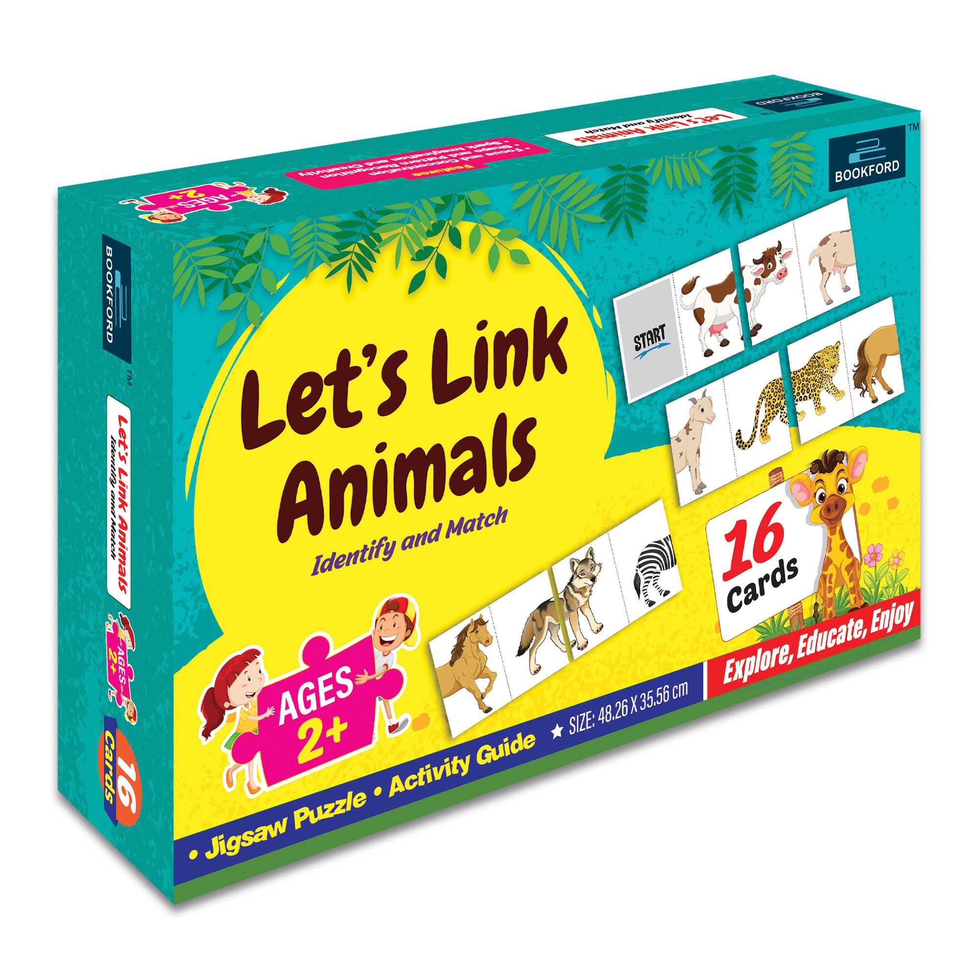 Let's Link Animals Card Puzzle For Kids Card Puzzle Game & Fun And Learning 16 Pieces