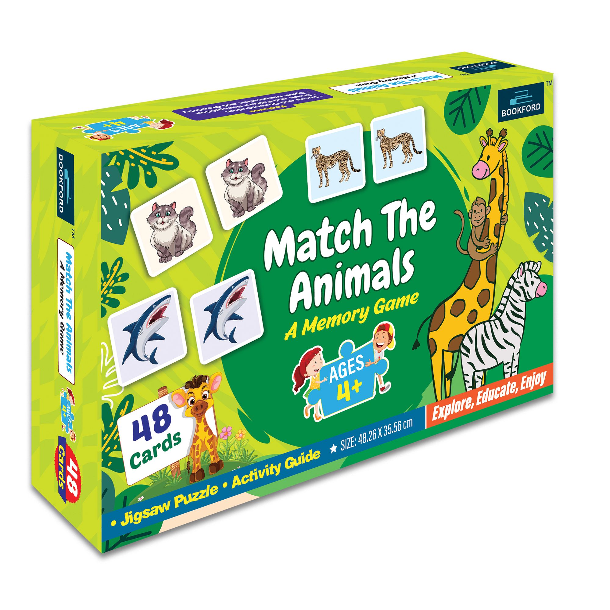 Bookford Match The Animal A Memory Game Jigsaw Puzzle - 48 Pieces