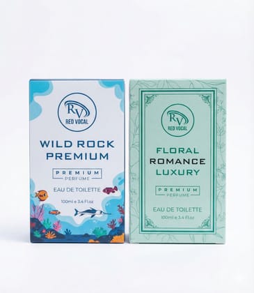 Red Vocal Wild Rock Men & Floral Romance Women Premium Perfume Set | EDT | 2 x 100ml