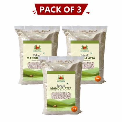 Pahadi Mandua Atta 1 kg Pack of 3 by Moteshwar Farmer Producer Company Limited