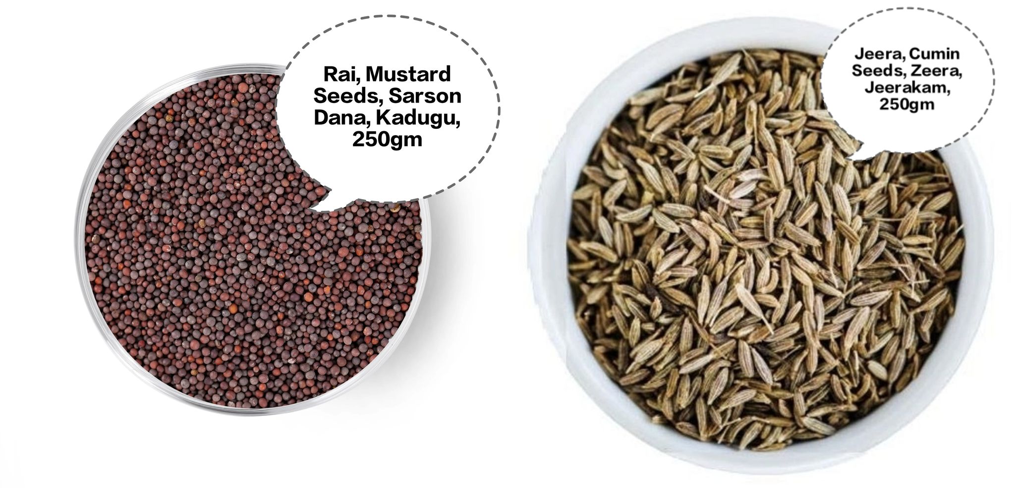 Rai Jeera Combo, Mustard Seeds & Cumin Seeds, Sarson Dana Jeera, Rai 250gm + Jeera 250gm Whole Spices, Tadka Spices Combo 