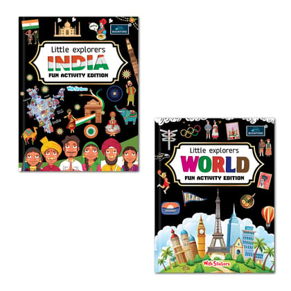 Little explorers Fun Activity Edition Books - Set of 2 - INDIA, WORLD activity book for kids