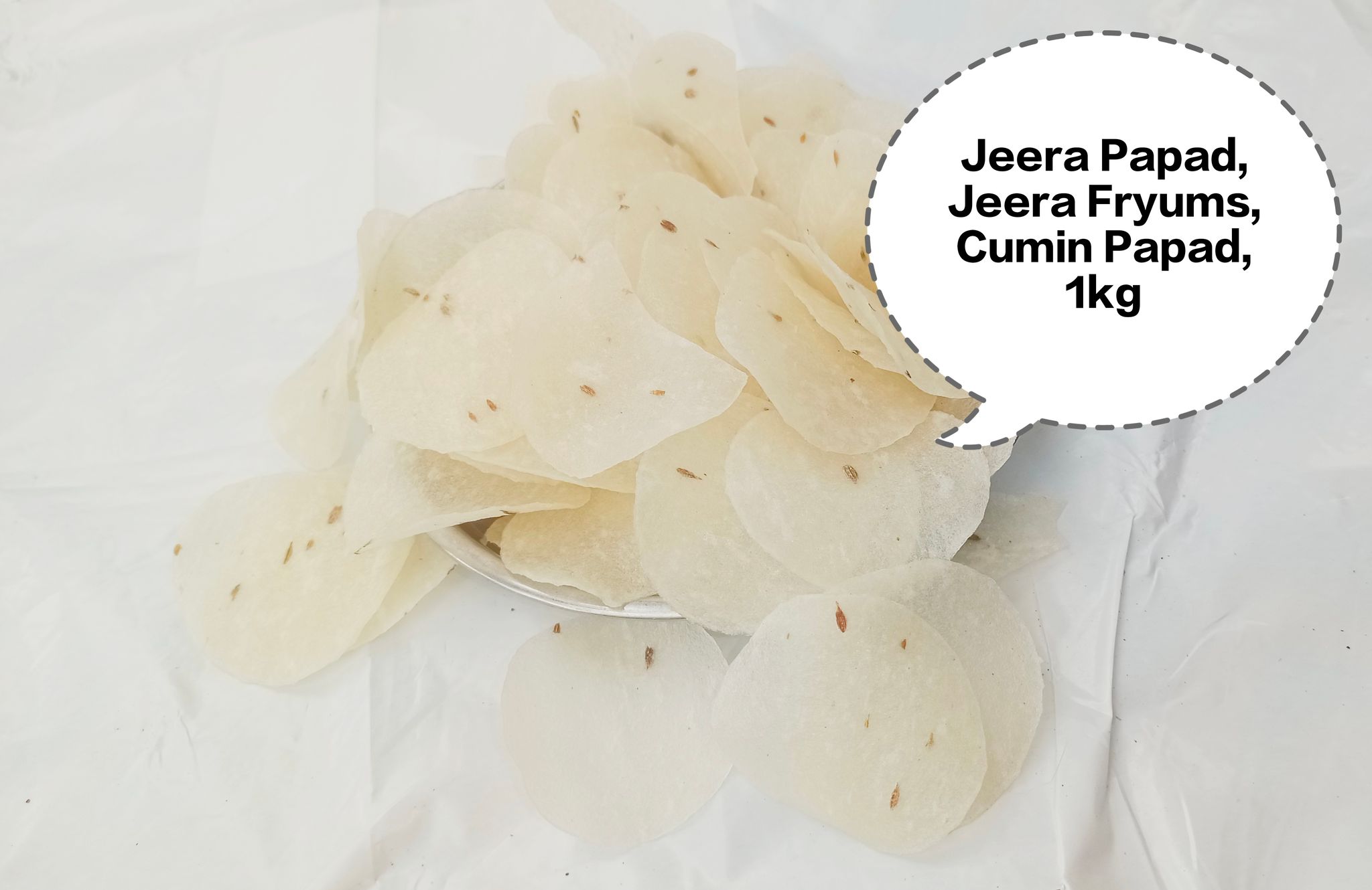 Jeera Papad, Jeera Fryums, Cumin Papad, Jeera Papad Fryums, Indian Jeera Papad 1kg