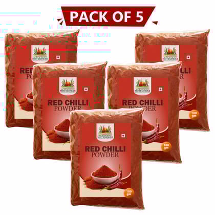 Red Chilli Powder 100 gm Pack of 5 by Moteshwar Farmer Producer - Pure & Natural Red Chilli for Daily Use.