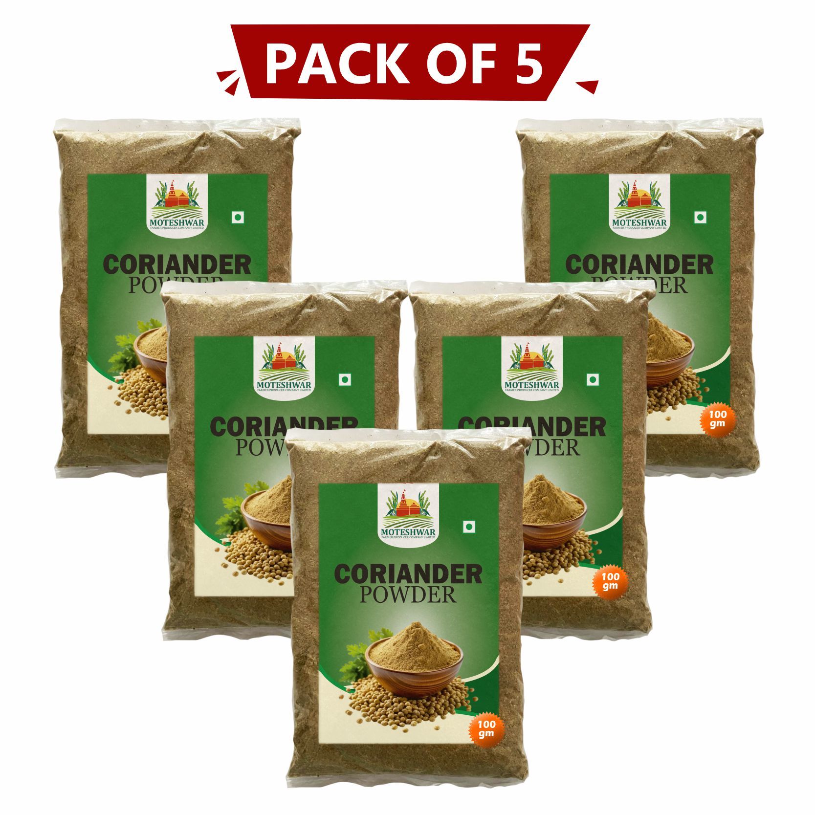 Coriander Powder 100gm Pack of 5 By Moteshwar Farmer Producer | Pure Goodness.