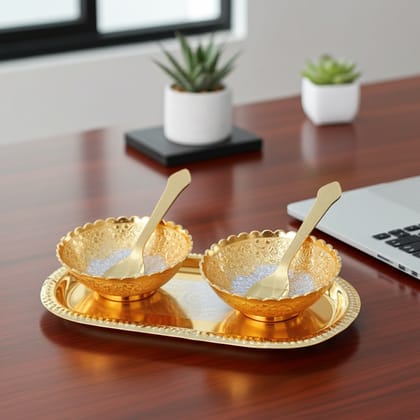Aluminium Decorative 2 Bowl Set With Velvet Box (ATMAS033 B)