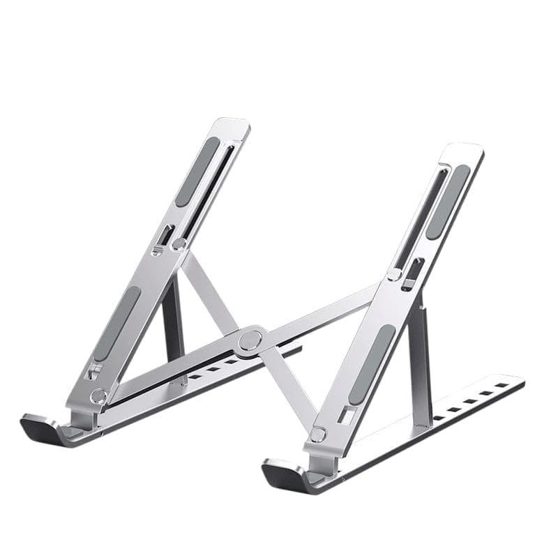 Foldable Laptop Stand – Adjustable Height & Angle, Portable Metal Laptop Riser with Anti-Slip Pads, Heat Dissipation, Supports Up to 10kg – for All Laptops up to 15.6" (Silver)