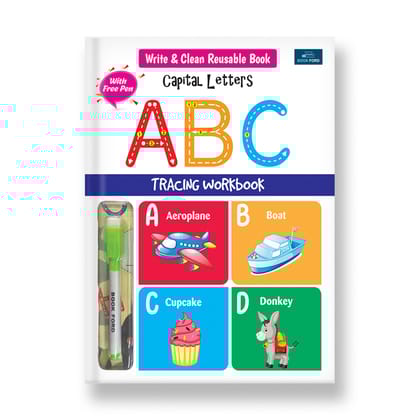 Write And Clean Reusable Book - Capital Letters Abc Tracing Workbook For Kids   