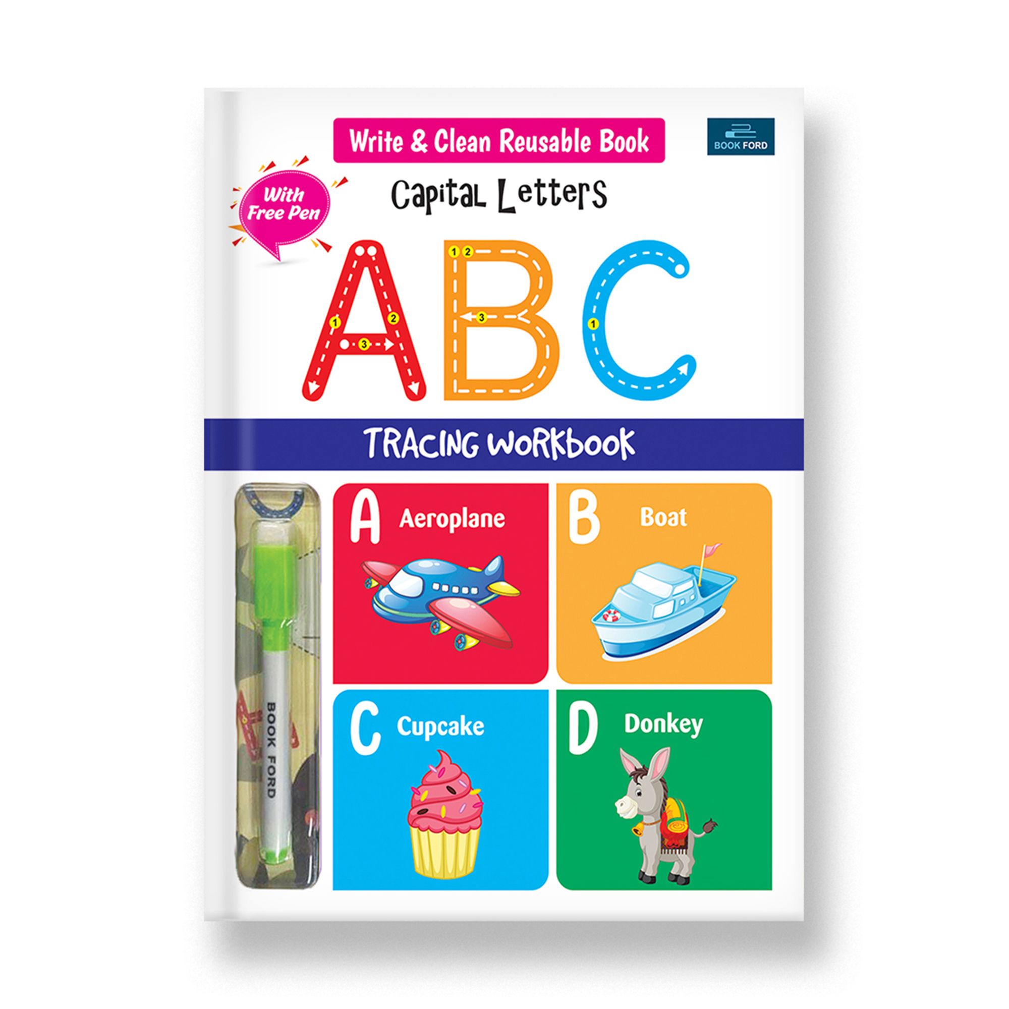 Write And Clean Reusable Book - Capital Letters Abc Tracing Workbook For Kids   