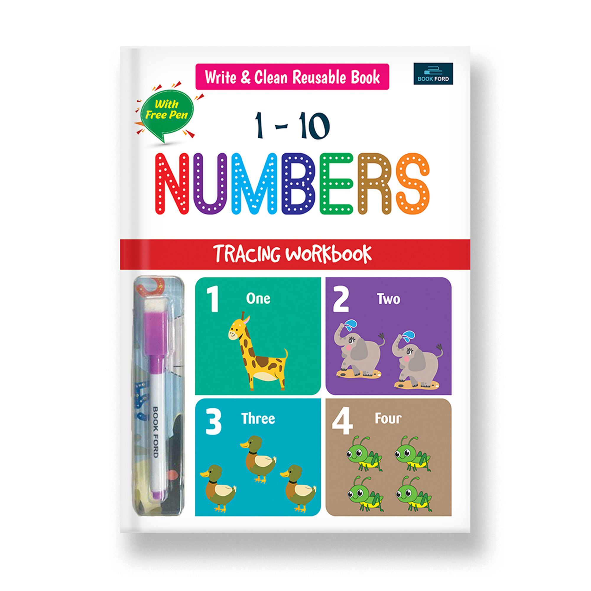 Write And Clean Reusable Book - 1 To10 Number Tracing Workbook For Kids  