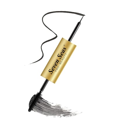 Seven Seas Eyeliner & Mascara 2 in 1 Lightweight, Denser & Long Lasting Dark Black, Easy Wash, No Clumping(5 ml)