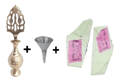 Brass Surmedani With Funnel/Kuppi And Surma Use In Eye's Makeup [Size-13-cm] Pack Of-1 Funnel, 2 Surma Packed,1 Brass Surmedani